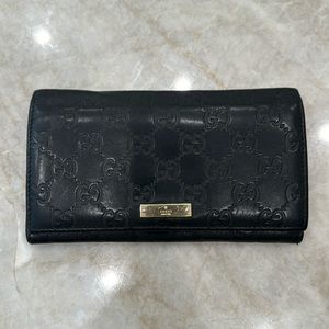 Gucci GG Guccissima long leather black wallet